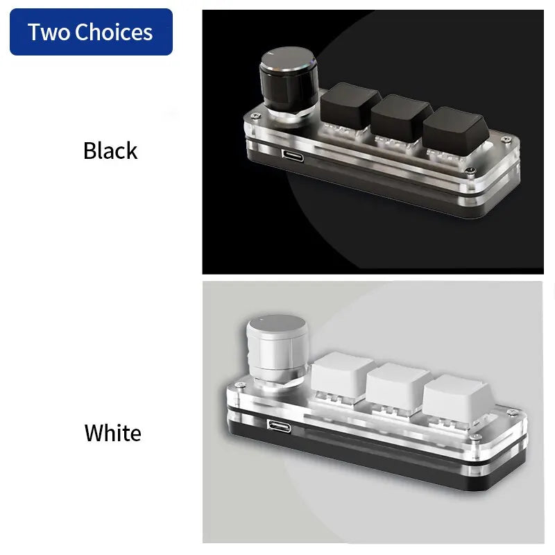 3-Key RGB Macro Mechanical Keypad – Custom Programming Knob