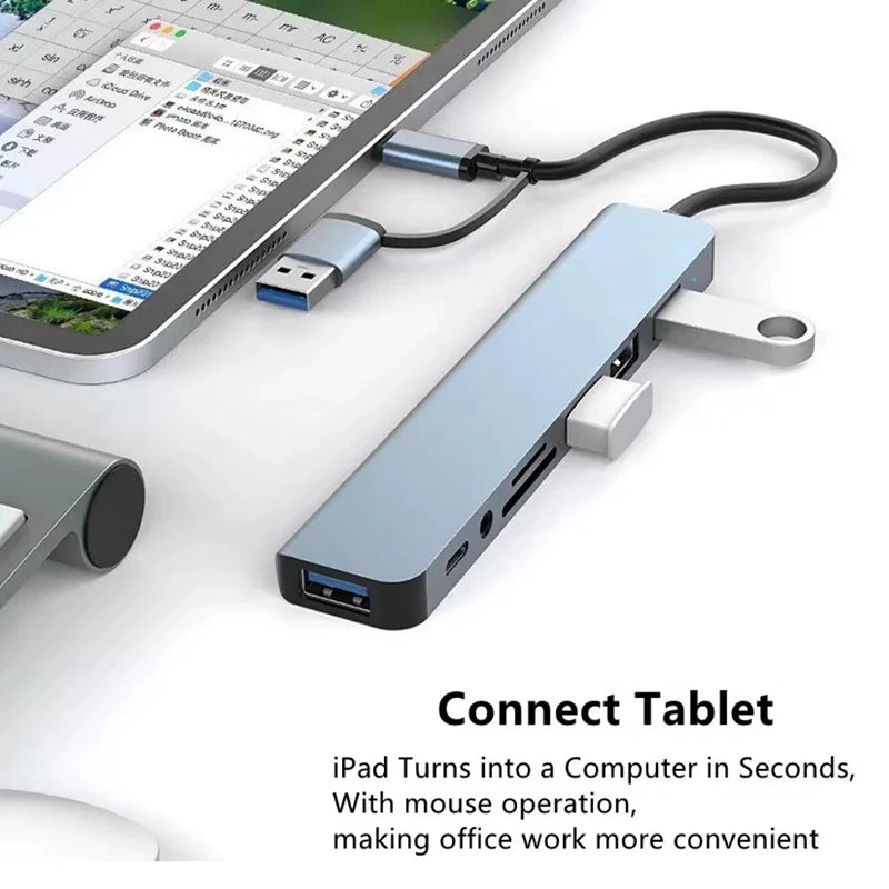 8-in-1 USB-C Hub – USB Splitter with SD Card Reader & Audio