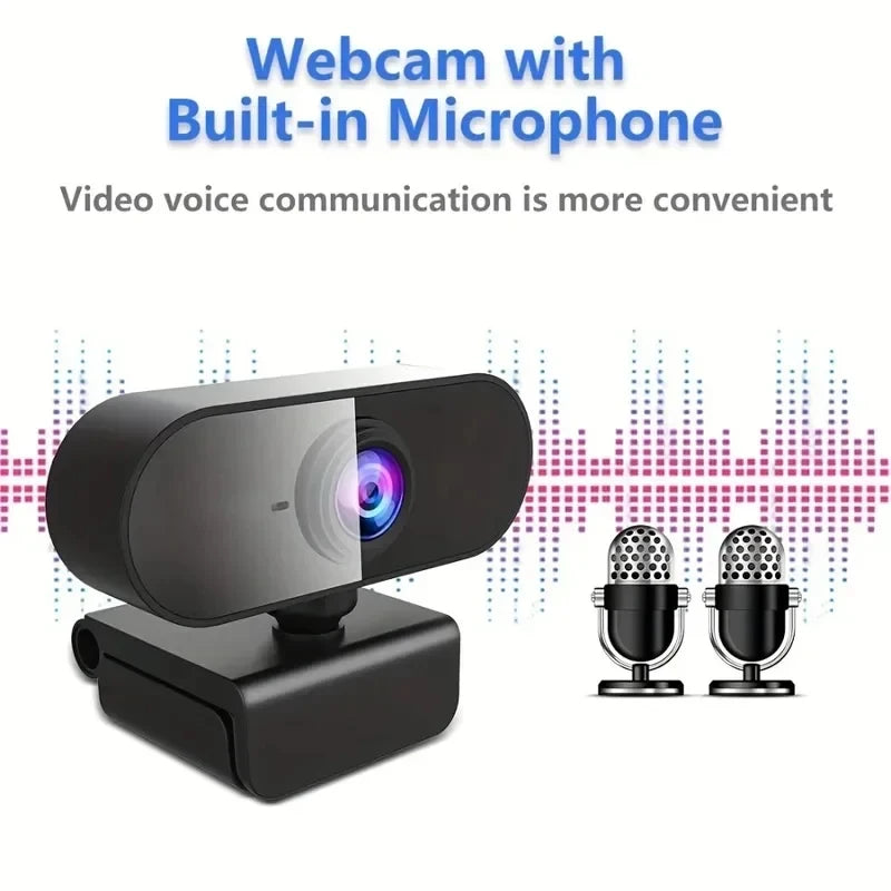 1080P USB Webcam with Microphone – Plug & Play, Rotatable