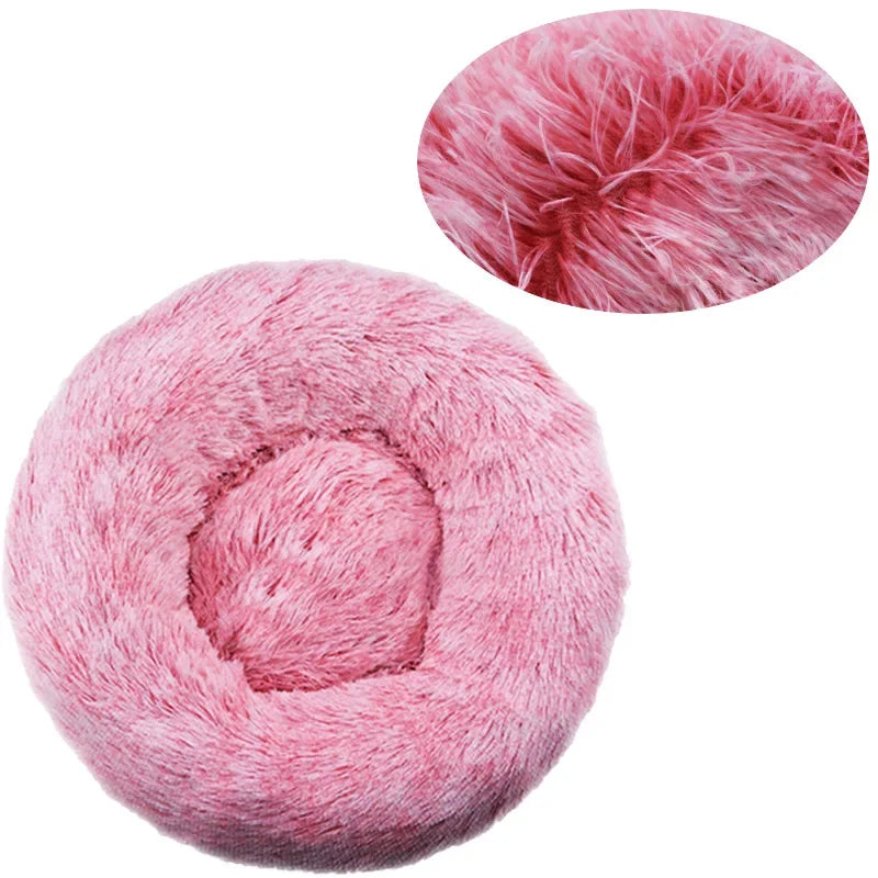 Plush Round Pet Bed – Soft & Warm for Dogs & Cats