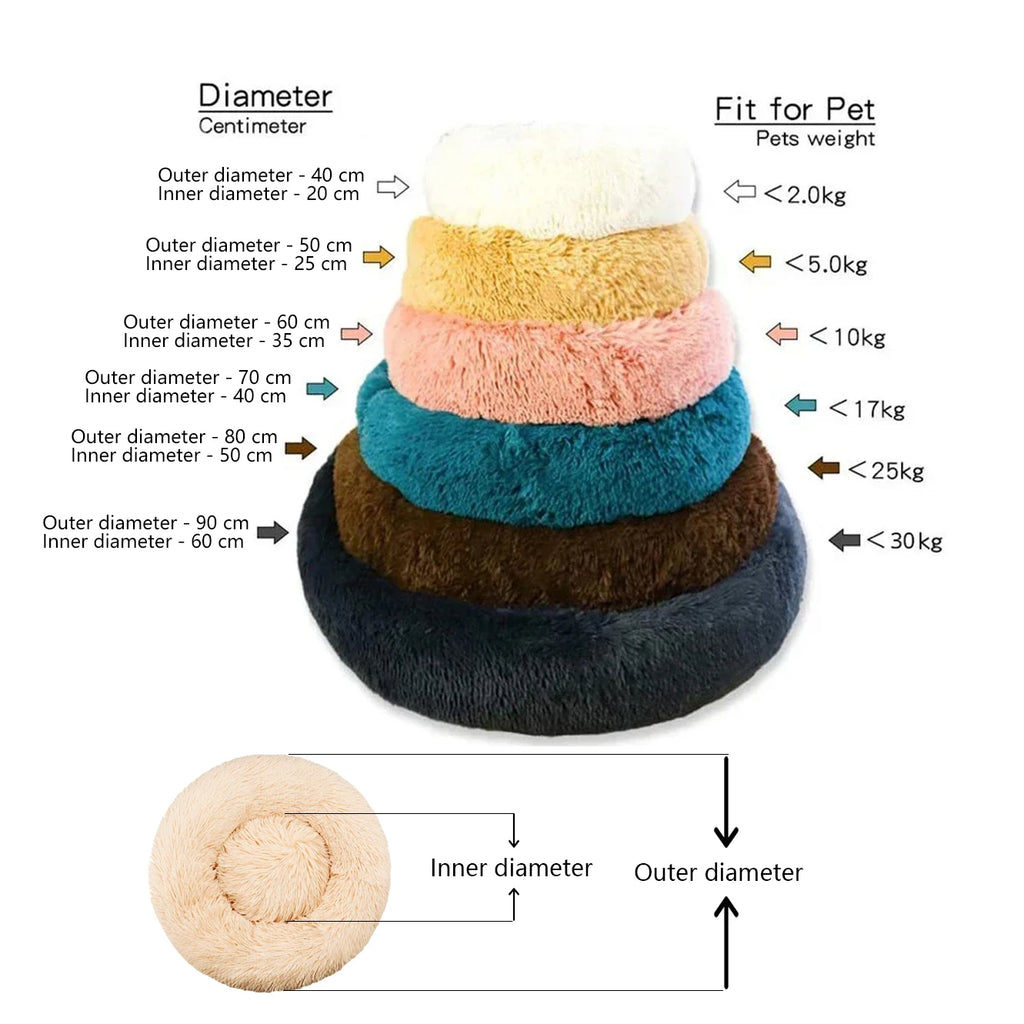 Plush Round Pet Bed – Soft & Warm for Dogs & Cats