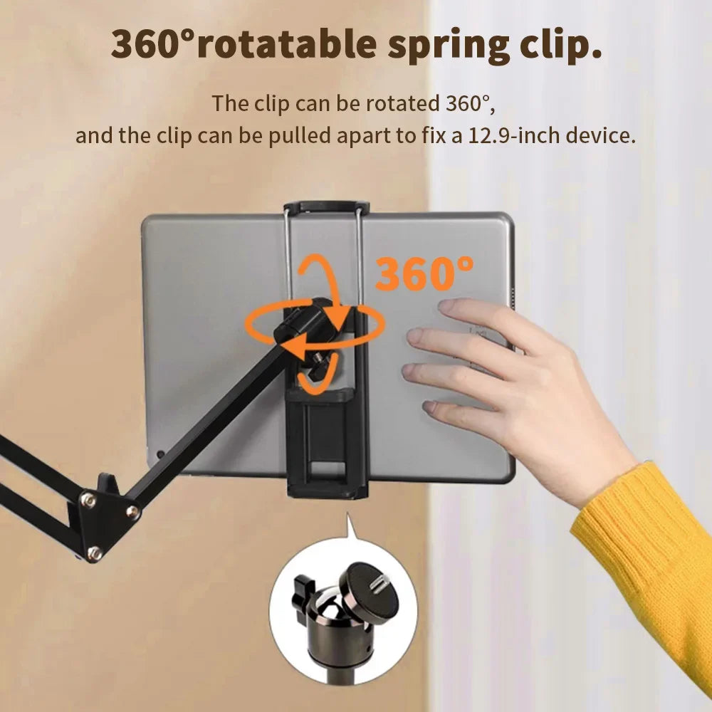 Flexible Bed Tablet Mount – 360° Arm, Fits 4.5–11" Devices