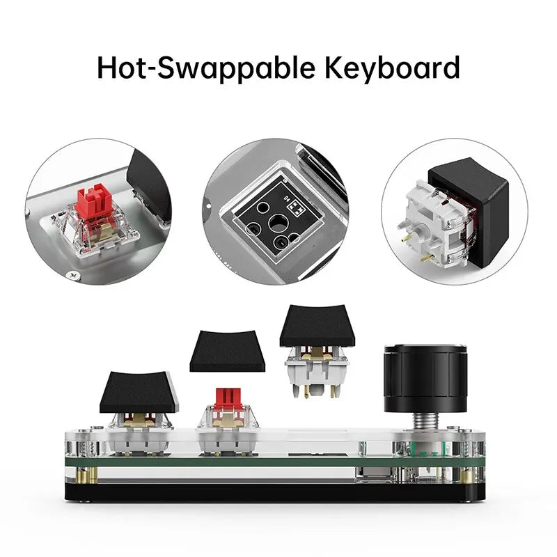3-Key RGB Macro Mechanical Keypad – Custom Programming Knob