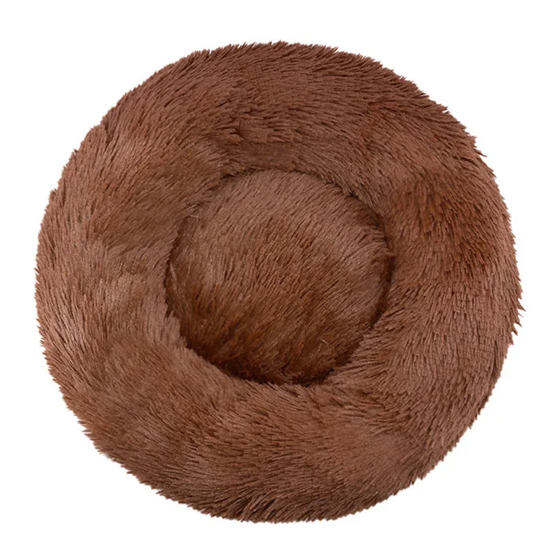 Plush Round Pet Bed – Soft & Warm for Dogs & Cats