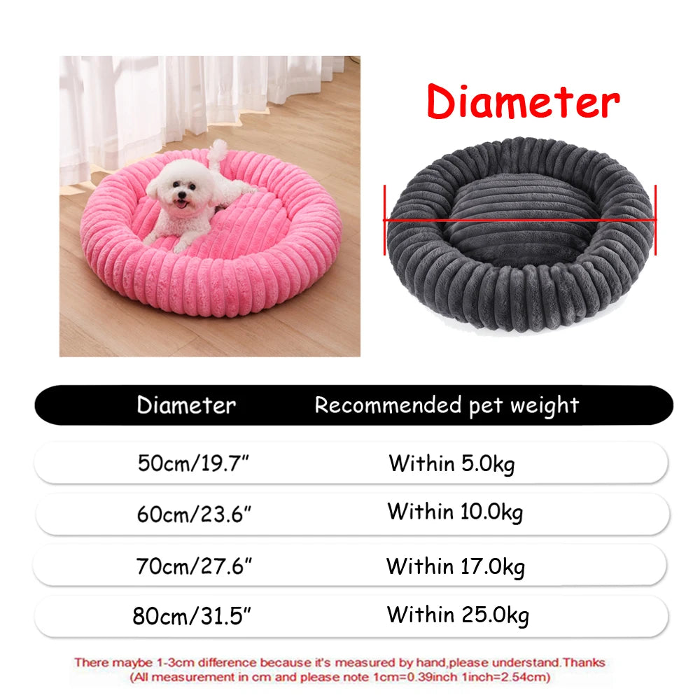 Plush Round Pet Bed – Soft & Warm for Dogs & Cats