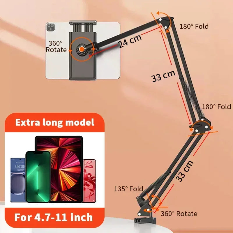 Flexible Bed Tablet Mount – 360° Arm, Fits 4.5–11" Devices