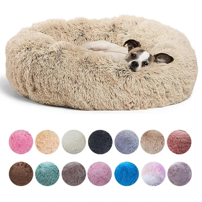 Plush Round Pet Bed – Soft & Warm for Dogs & Cats
