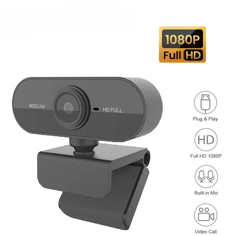 1080P USB Webcam with Microphone – Plug & Play, Rotatable