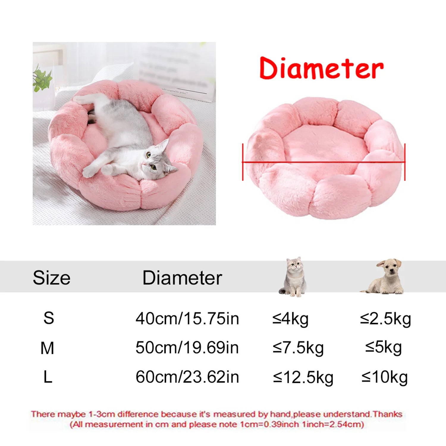 Plush Round Pet Bed – Soft & Warm for Dogs & Cats