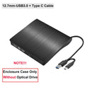 USB 3.0 External DVD Drive Enclosure – USB-C & USB-A