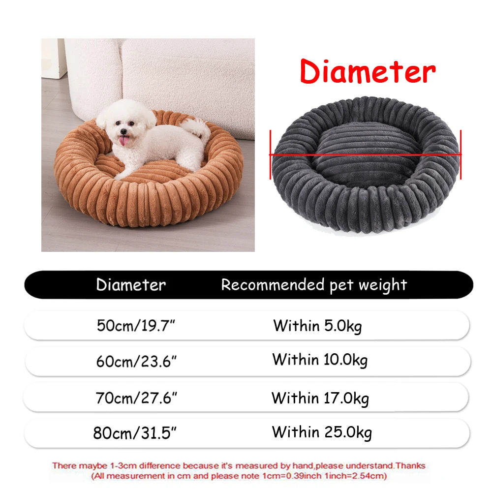 Plush Round Pet Bed – Soft & Warm for Dogs & Cats