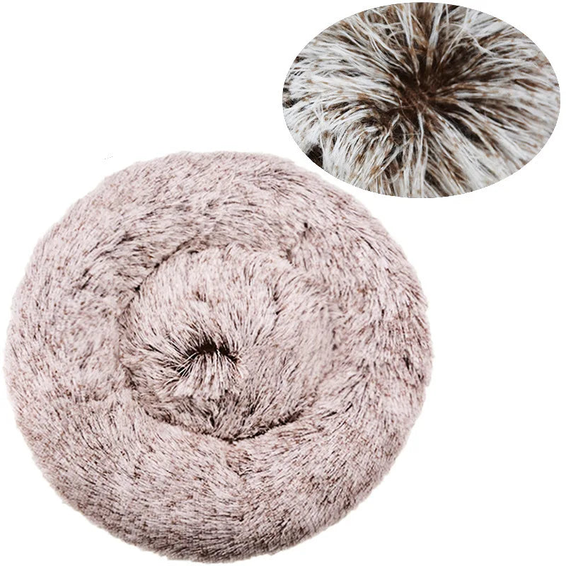 Plush Round Pet Bed – Soft & Warm for Dogs & Cats