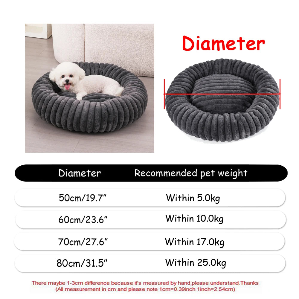 Plush Round Pet Bed – Soft & Warm for Dogs & Cats