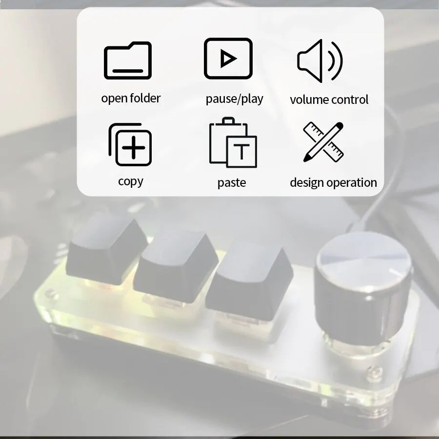 3-Key RGB Macro Mechanical Keypad – Custom Programming Knob
