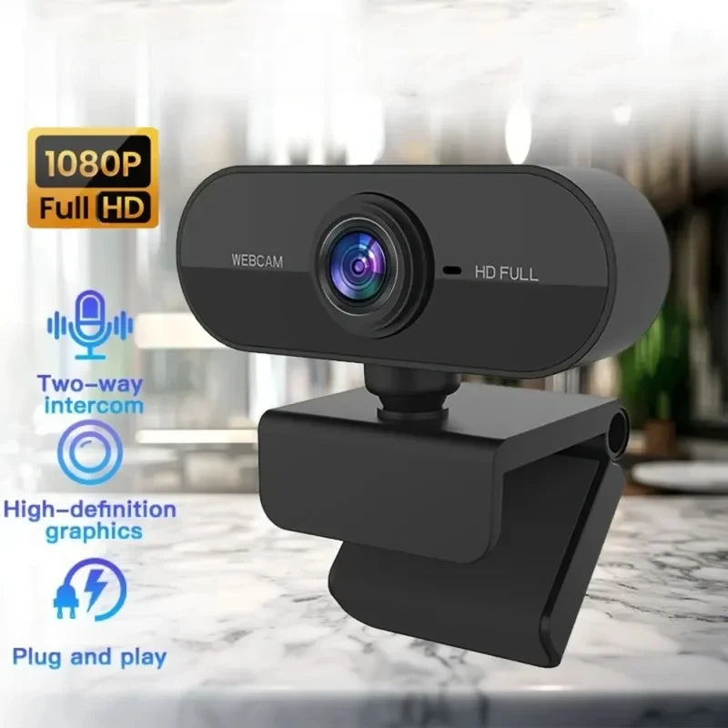1080P USB Webcam with Microphone – Plug & Play, Rotatable