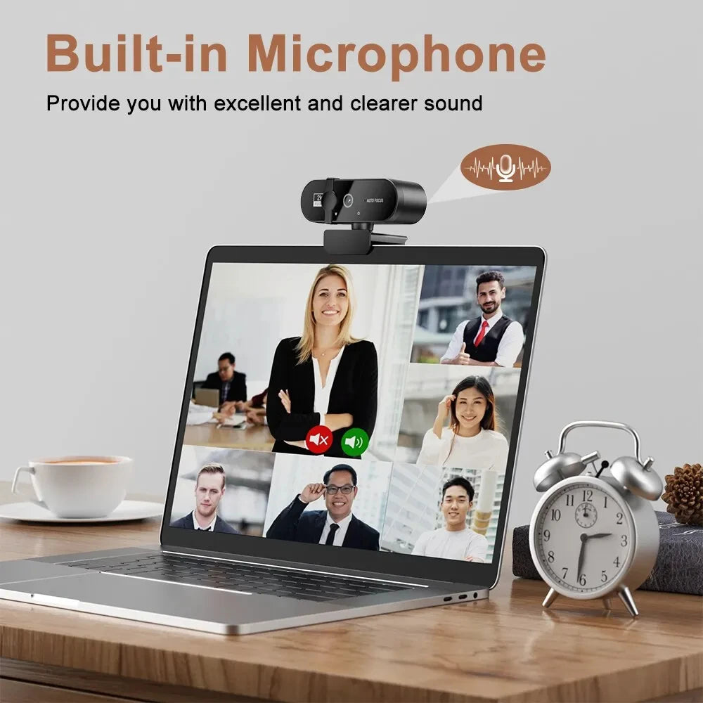 4K USB Webcam with Microphone – Auto Focus, Plug & Play