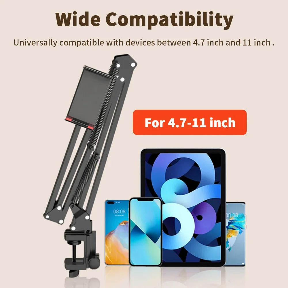 Flexible Bed Tablet Mount – 360° Arm, Fits 4.5–11" Devices