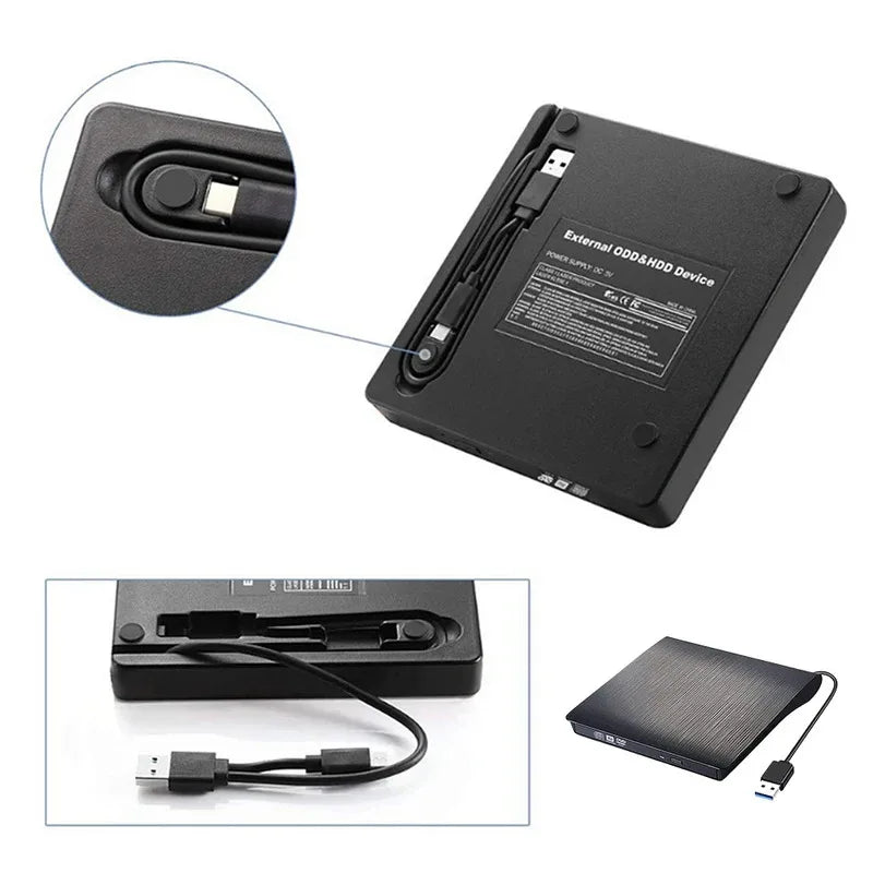 USB 3.0 External DVD Drive Enclosure – USB-C & USB-A
