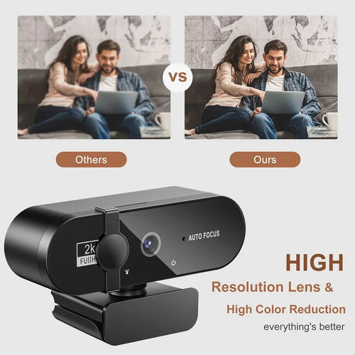 4K USB Webcam with Microphone – Auto Focus, Plug & Play